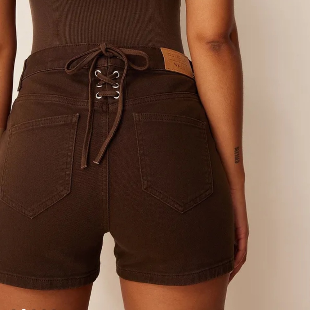 Naked new with tags tie back brown denim short EU size 32, US XXS